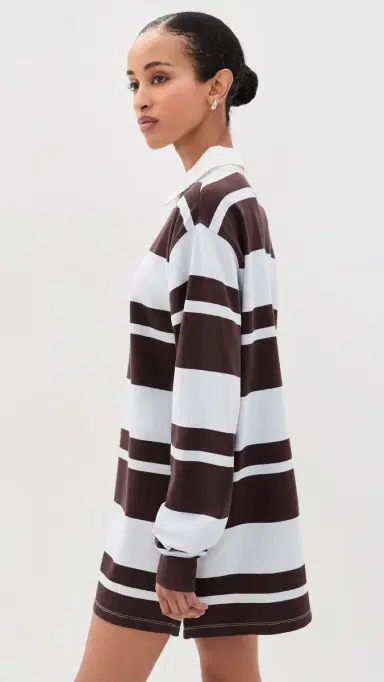 GOOD AMERICAN The Knit Rugby Mini Dress Sky ocha Club Stripe | Thumbnail 4