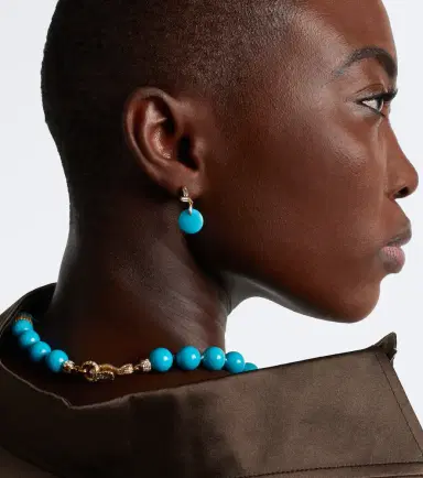 Suzanne Kalan 18kt gold drop earrings with diamonds and turquoise | Thumbnail 2 Suzanne Kalan 18kt gold drop earrings with diamonds and turquoise | Thumbnail 2