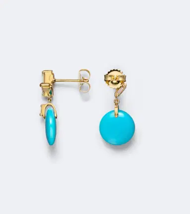 Suzanne Kalan 18kt gold drop earrings with diamonds and turquoise | Thumbnail 4 Suzanne Kalan 18kt gold drop earrings with diamonds and turquoise | Thumbnail 4