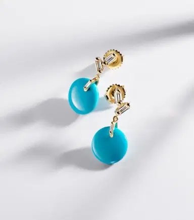 Suzanne Kalan 18kt gold drop earrings with diamonds and turquoise | Thumbnail 5 Suzanne Kalan 18kt gold drop earrings with diamonds and turquoise | Thumbnail 5