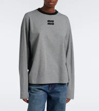Miu Miu Oversized cotton jersey T-shirt | Thumbnail 2