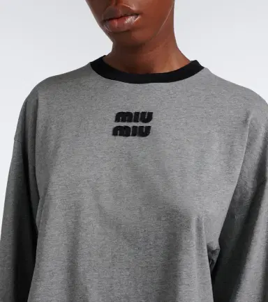 Miu Miu Oversized cotton jersey T-shirt | Thumbnail 3
