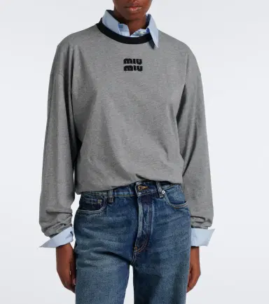 Miu Miu Oversized cotton jersey T-shirt | Thumbnail 5