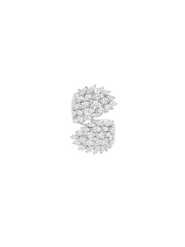 Wish Fine Jewelry 2.75ct Diamond 18K Gold Cluster Leaf Bypass Ring