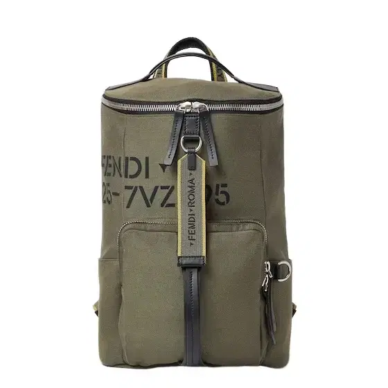 Fendi Spacious, cylindrical Tourist backpack made of grey-green