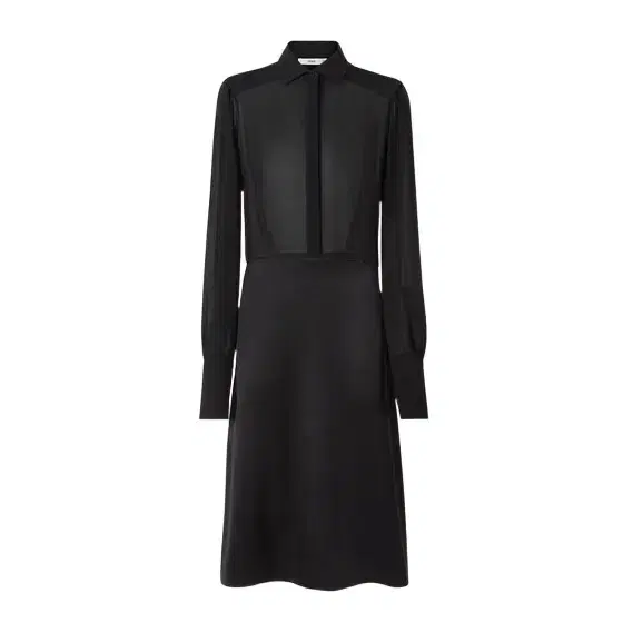 Midi shirt dress with a straight skirt and waist seam Midi shirt dress with a straight skirt and waist seam