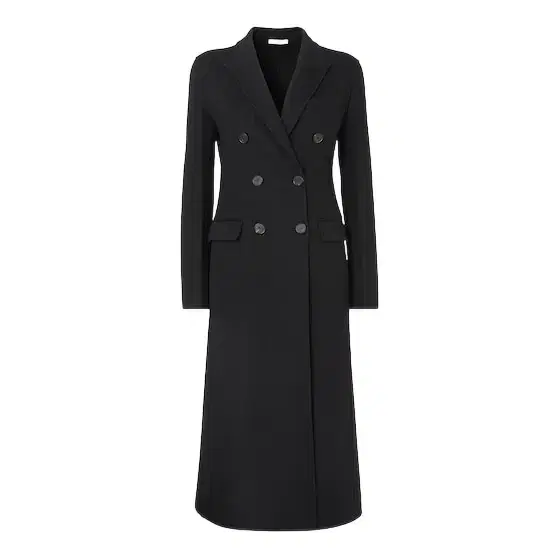 Long, double-breasted coat with a fitted waist and slight Long, double-breasted coat with a fitted waist and slight