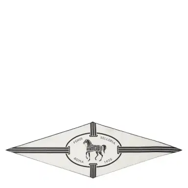 Fendi Diamond-shaped foulard with the Selleria motif, a graphic | Thumbnail 1 Fendi Diamond-shaped foulard with the Selleria motif, a graphic | Thumbnail 1