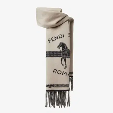 Fendi Rectangular scarf with the Selleria motif, a graphic rework | Thumbnail 3 Fendi Rectangular scarf with the Selleria motif, a graphic rework | Thumbnail 3