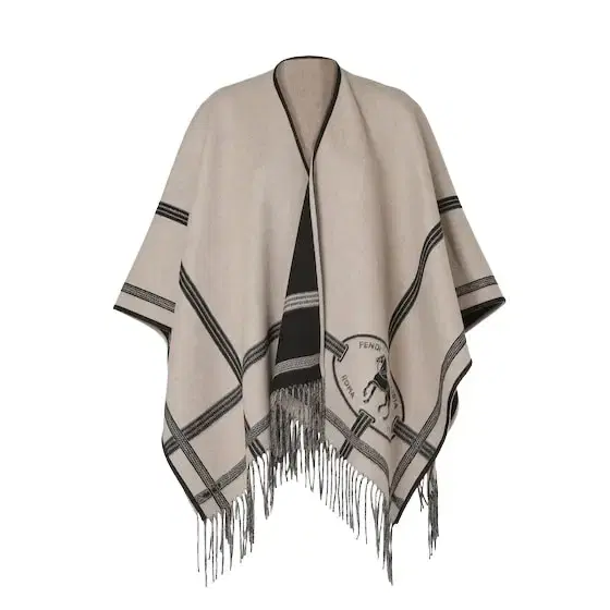 Fendi Large, enveloping poncho with the Selleria motif, a graphic