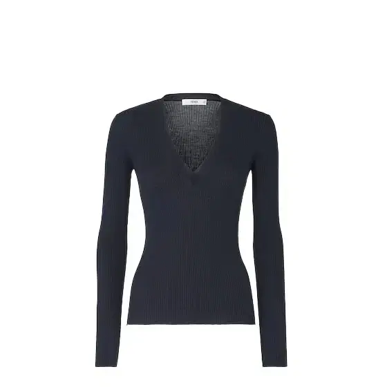 Fendi Long-sleeved, slim-fit V-neck jumper
