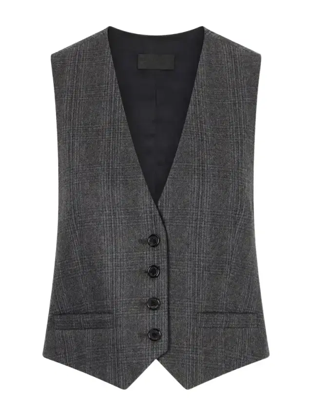 Nili Lotan Ismael Checked Wool-blend Vest
