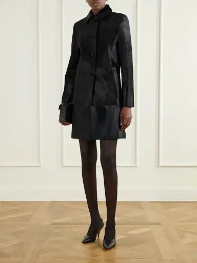 Nour Hammour Stella Paneled Calf Hair Coat | Thumbnail 2