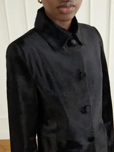 Nour Hammour Stella Paneled Calf Hair Coat | Thumbnail 4