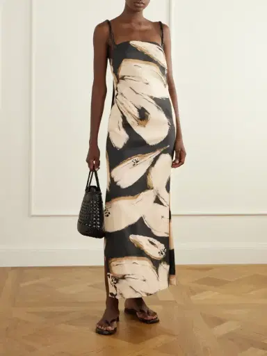 ANDRES OTALORA Lo No Dicho Tassel-detailed Printed Linen Midi Dress | Thumbnail 2