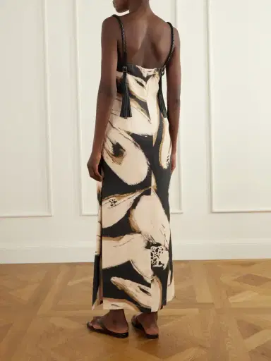 ANDRES OTALORA Lo No Dicho Tassel-detailed Printed Linen Midi Dress | Thumbnail 3
