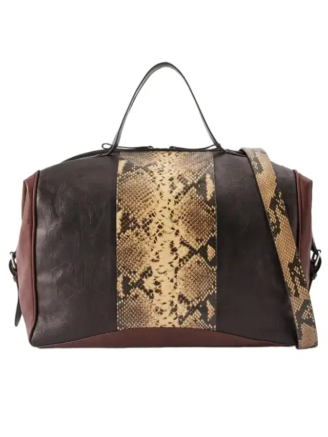 Dries Van Noten Snake-effect Leather Weekend Bag