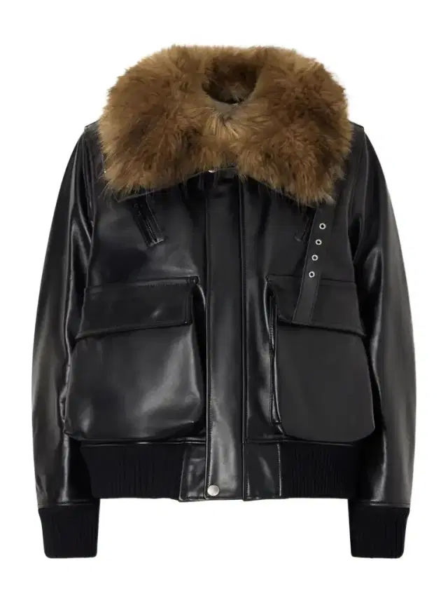 Sacai Plush-trimmed Leather Jacket