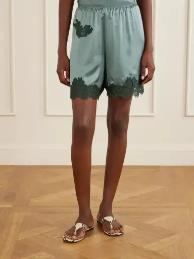 DÔEN Irsa Lace-trimmed Silk Shorts | Thumbnail 3