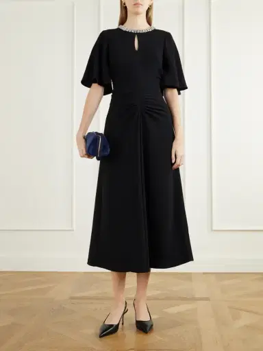 Rebecca Vallance Noemie Crystal-embellished Draped Crepe Midi Dress | Thumbnail 2 Rebecca Vallance Noemie Crystal-embellished Draped Crepe Midi Dress | Thumbnail 2