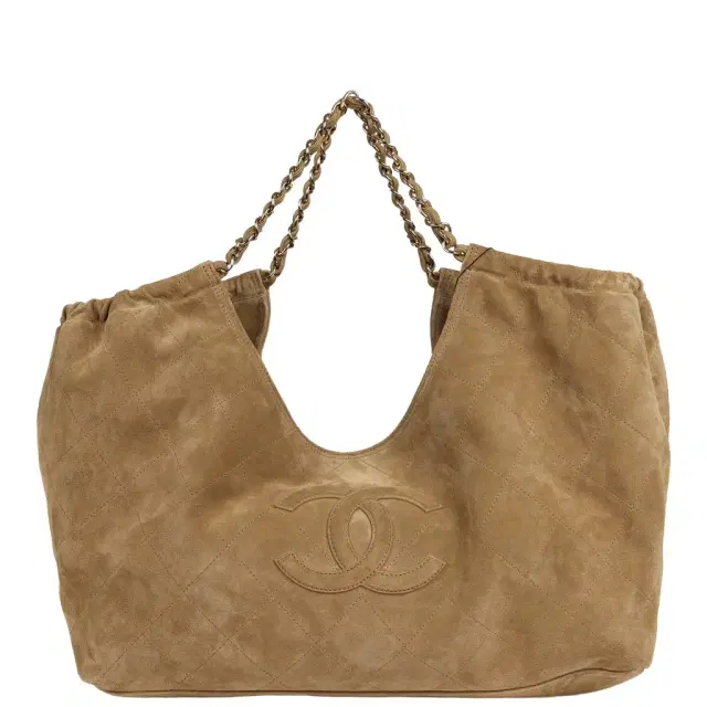 Chanel Chanel Maxi CC Cabas Hobo Bag Dark Beige Suede Gold Hardware