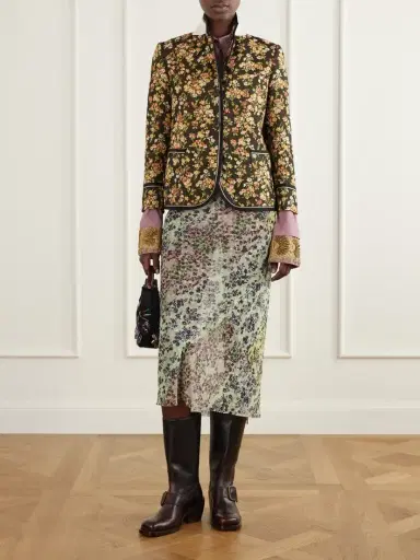 Dries Van Noten Floral-embroidered Cotton-blend Blazer | Thumbnail 2 Dries Van Noten Floral-embroidered Cotton-blend Blazer | Thumbnail 2
