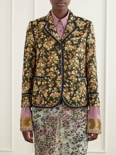 Dries Van Noten Floral-embroidered Cotton-blend Blazer | Thumbnail 3 Dries Van Noten Floral-embroidered Cotton-blend Blazer | Thumbnail 3