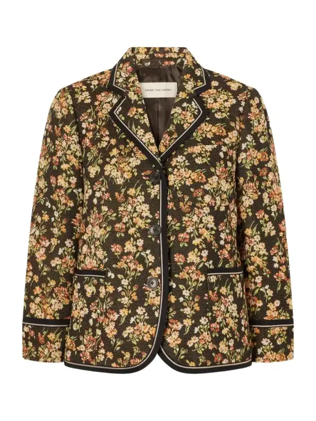 Dries Van Noten Floral-embroidered Cotton-blend Blazer