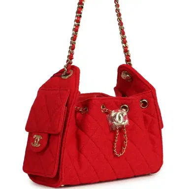 Chanel Chanel Mini 25 Hobo Bag Red Wool Felt Gold Hardware | Thumbnail 2