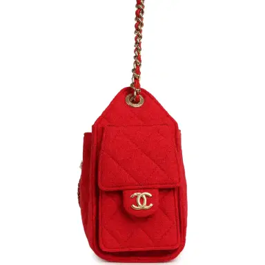 Chanel Chanel Mini 25 Hobo Bag Red Wool Felt Gold Hardware | Thumbnail 3