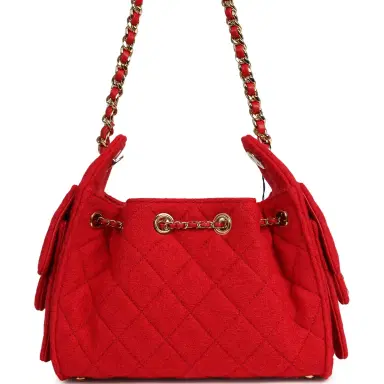 Chanel Chanel Mini 25 Hobo Bag Red Wool Felt Gold Hardware | Thumbnail 4