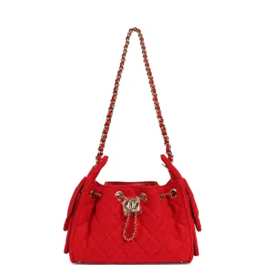 Chanel Chanel Mini 25 Hobo Bag Red Wool Felt Gold Hardware | Thumbnail 6
