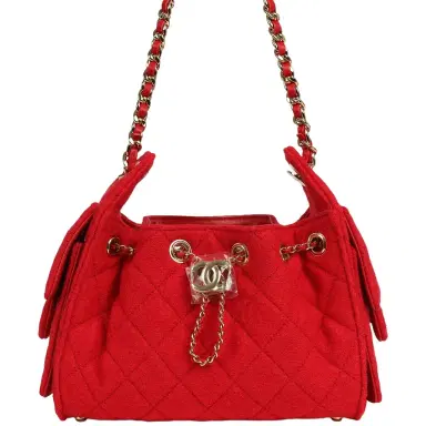 Chanel Chanel Mini 25 Hobo Bag Red Wool Felt Gold Hardware | Thumbnail 1