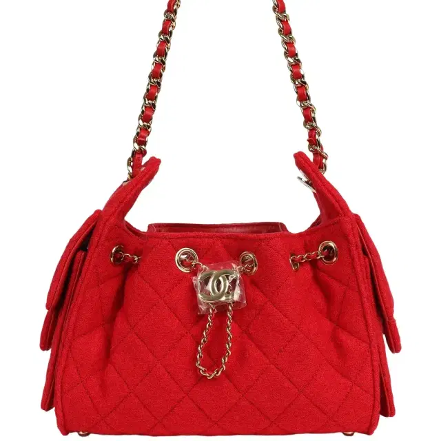 Chanel Chanel Mini 25 Hobo Bag Red Wool Felt Gold Hardware