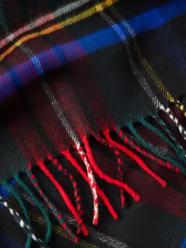 Johnstons of Elgin Fringed Checked Wool Scarf | Thumbnail 3