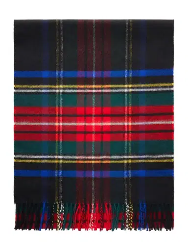 Johnstons of Elgin Fringed Checked Wool Scarf | Thumbnail 1