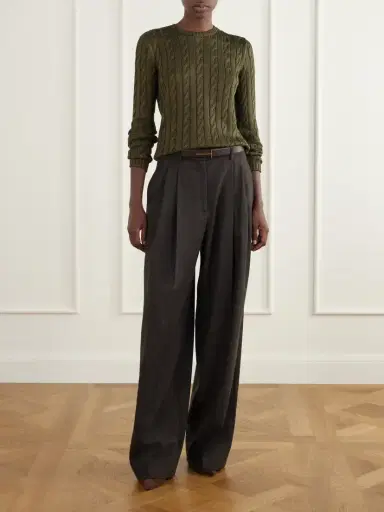 Ralph Lauren Collection Clarice Pleated Wool Wide-leg Pants | Thumbnail 2