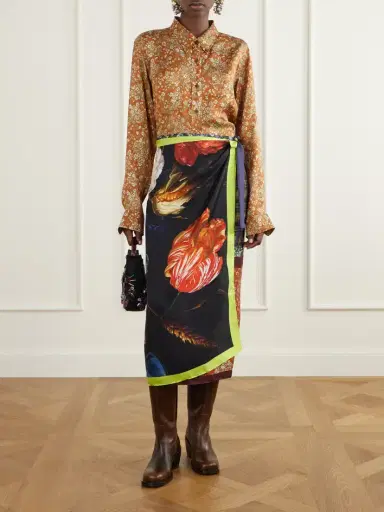 Dries Van Noten Floral-print Silk-satin Wrap Midi Skirt | Thumbnail 2 Dries Van Noten Floral-print Silk-satin Wrap Midi Skirt | Thumbnail 2