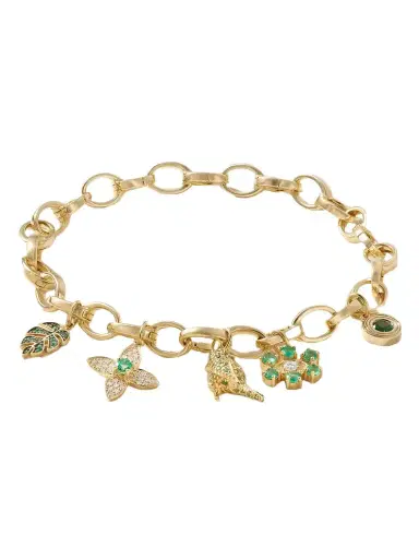 Sydney Evan 14-karat Gold, Diamond And Emerald Bracelet | Thumbnail 1 Sydney Evan 14-karat Gold, Diamond And Emerald Bracelet | Thumbnail 1