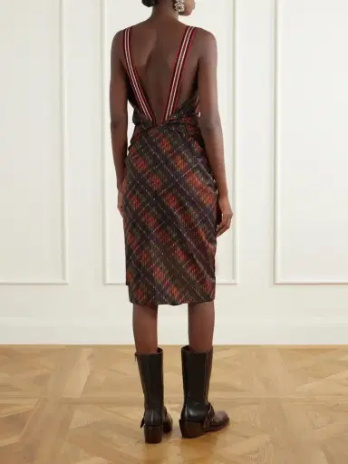 Dries Van Noten Twisted Draped Checked Cotton Midi Dress | Thumbnail 3