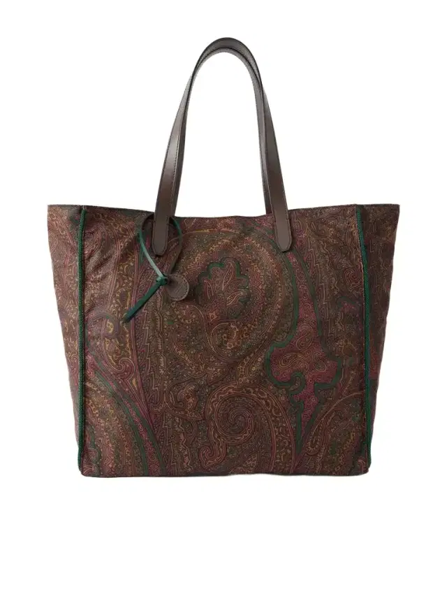 Etro Printed Leather-trimmed Shell Tote Bag