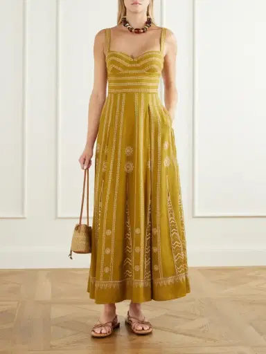 Emporio Sirenuse Elida Pleated Embroidered Silk Maxi Dress | Thumbnail 2