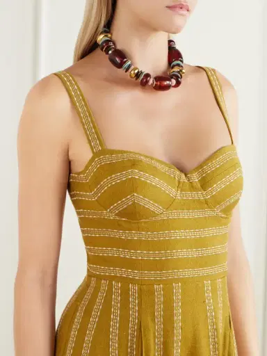 Emporio Sirenuse Elida Pleated Embroidered Silk Maxi Dress | Thumbnail 4