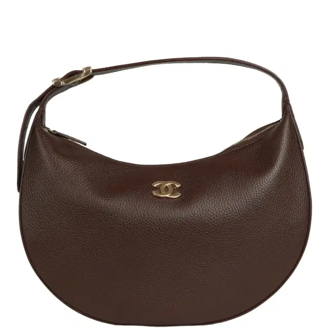 Chanel Chanel Round Top Handle Hobo Bag Dark Brown Grained Calfskin Gold Hardware