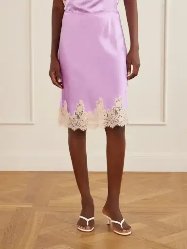 DÔEN Elowette Lace-trimmed Silk Midi Skirt | Thumbnail 3