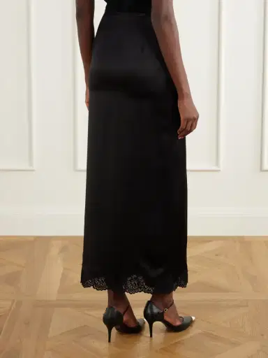 Valentino Garavani Lace-trimmed Silk-satin Midi Skirt | Thumbnail 4