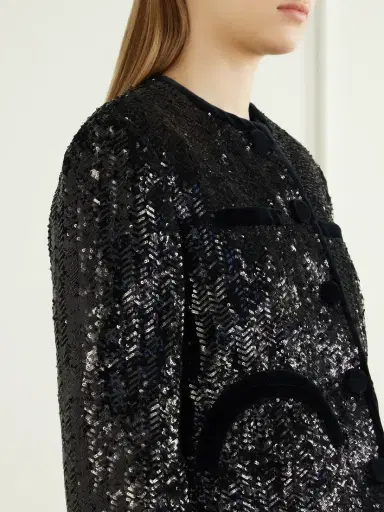 Blazé Milano Shamo Velvet-trimmed Sequined Jacket | Thumbnail 4