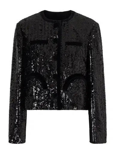 Blazé Milano Shamo Velvet-trimmed Sequined Jacket | Thumbnail 1