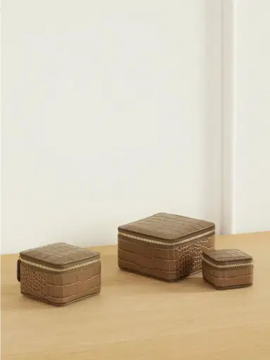 Smythson Mara Set Of Three Croc-embossed Leather Jewelry Cases | Thumbnail 1 Smythson Mara Set Of Three Croc-embossed Leather Jewelry Cases | Thumbnail 1