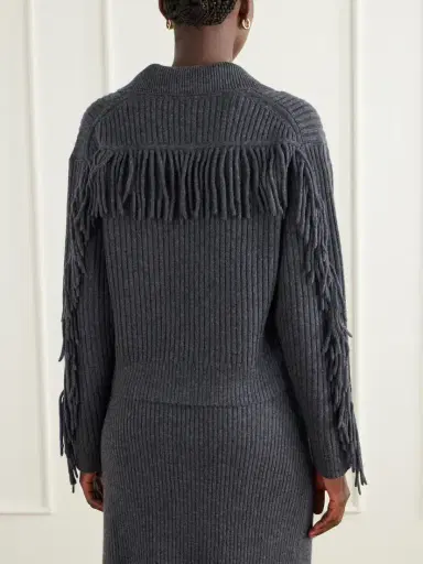 Simkhai Natalia Fringed Ribbed Wool And Recycled Cashmere-blend Polo Sweater | Thumbnail 3